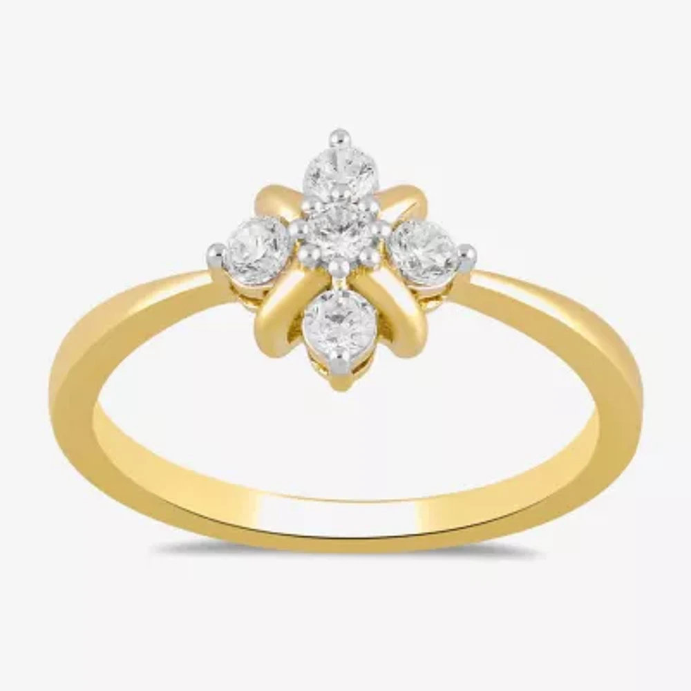 Womens 1/4 CT. T.W. Lab Grown White Diamond 14K Gold Over Silver Sterling Cocktail Ring