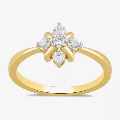 Womens 1/4 CT. T.W. Lab Grown White Diamond 14K Gold Over Silver Sterling Cocktail Ring