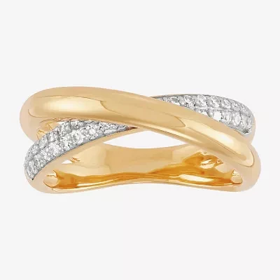 (H-I,Si1-Si2) Womens 1/4 CT. T.W. Lab Grown White Diamond 14K Gold Over Silver Sterling Crossover Cocktail Ring