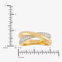 (H-I,Si1-Si2) Womens 1/4 CT. T.W. Lab Grown White Diamond 14K Gold Over Silver Sterling Crossover Cocktail Ring