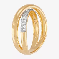 (H-I,Si1-Si2) Womens 1/4 CT. T.W. Lab Grown White Diamond 14K Gold Over Silver Sterling Crossover Cocktail Ring