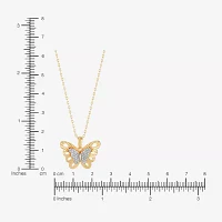 (H-I Womens 1/10 CT. T.W. Lab Grown White Diamond 14K Gold Over Silver Sterling Silver Butterfly Pendant Necklaces