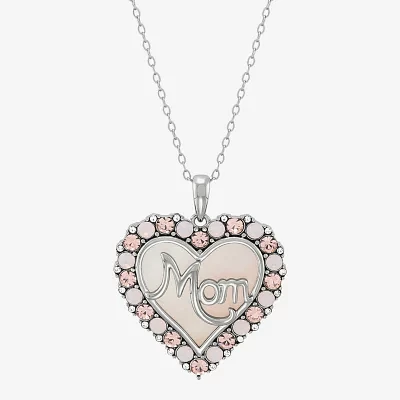 Womens Pink Mother Of Pearl Sterling Silver Heart Pendant Necklaces