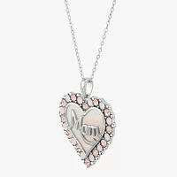 Womens Pink Mother Of Pearl Sterling Silver Heart Pendant Necklaces