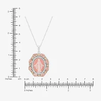 Womens Pink Crystal Sterling Silver Oval Pendants
