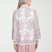 Alfred Dunner Estate Of Mind Womens 3/4 Sleeve Layered Top