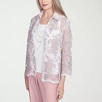 Alfred Dunner Estate Of Mind Womens 3/4 Sleeve Layered Top