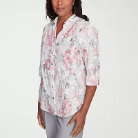 Alfred Dunner Estate Of Mind Womens 3/4 Sleeve Blouse
