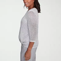 Alfred Dunner Estate Of Mind Womens Split Crew Neck 3/4 Sleeve Blouse
