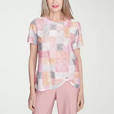 Alfred Dunner Estate Of Mind Womens Crew Neck Short Sleeve T-Shirt