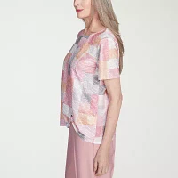Alfred Dunner Estate Of Mind Womens Crew Neck Short Sleeve T-Shirt