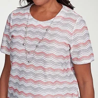 Alfred Dunner Estate Of Mind Womens Crew Neck Short Sleeve T-Shirt
