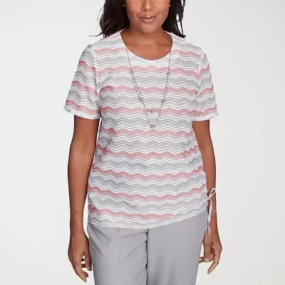 Alfred Dunner Estate Of Mind Womens Crew Neck Short Sleeve T-Shirt