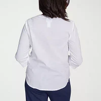 Alfred Dunner Nantucket Womens Split Crew Neck 3/4 Sleeve Blouse