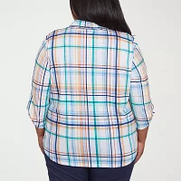 Alfred Dunner Plus Nantucket Womens 3/4 Sleeve Blouse