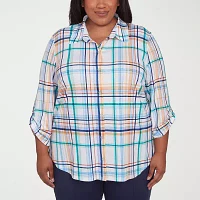 Alfred Dunner Plus Nantucket Womens 3/4 Sleeve Blouse