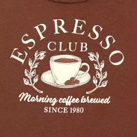Jerry Leigh Juniors Espresso Club Semi Fit Tee Womens Crew Neck Short Sleeve Graphic T-Shirt