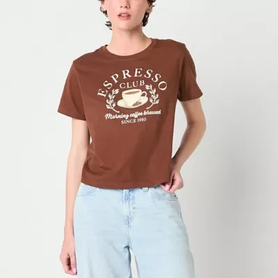 Jerry Leigh Juniors Espresso Club Semi Fit Tee Womens Crew Neck Short Sleeve Graphic T-Shirt