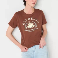 Jerry Leigh Juniors Espresso Club Semi Fit Tee Womens Crew Neck Short Sleeve Graphic T-Shirt