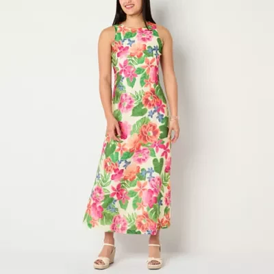 Willow Glenn Womens Sleeveless Floral Maxi Dress