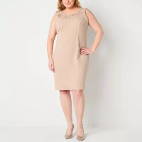 Maya Brooke Womens Jacket Dress Plus