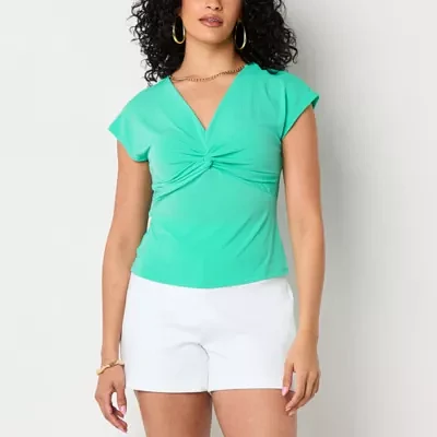 Bold Elements Womens V Neck Short Sleeve Blouse