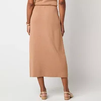 Liz Claiborne Womens Mid Rise Midi A-Line Skirt