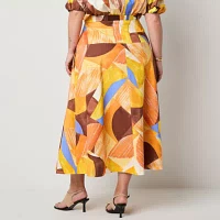 Worthington Womens Long Full Skirt-Plus