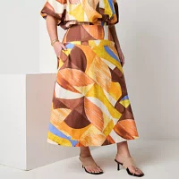 Worthington Womens Long Full Skirt-Plus