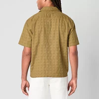 mutual weave Mens Short Sleeve Camp Shirt