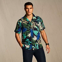 Cubavera Tropical Print Mens Regular Fit Short Sleeve Button-Down Shirt
