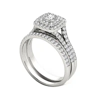 1 CT.T.W. Natural Diamond 10K White Gold Bridal Ring Set
