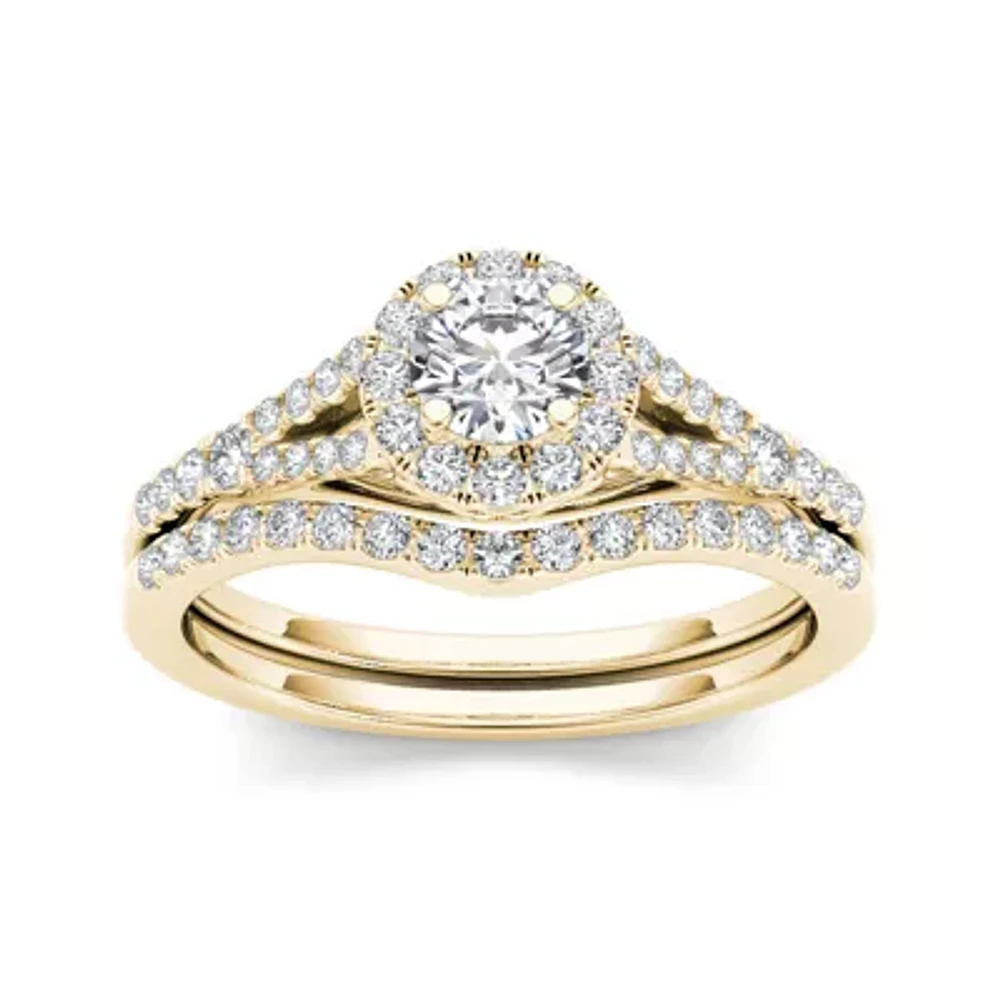 3/4 CT.T.W. Natural Diamond 10K Yellow Gold Bridal Ring Set