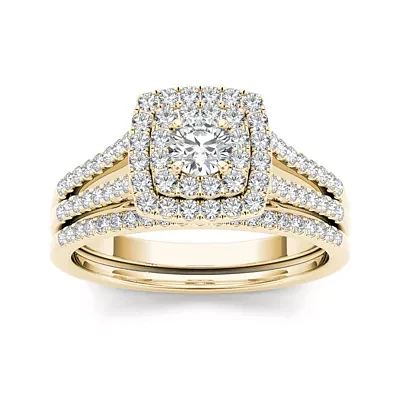 3/4 CT.T.W. Natural Diamond 10K Yellow Gold Bridal Set