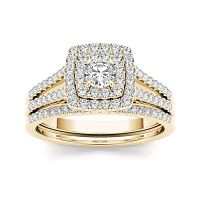 3/4 CT.T.W. Natural Diamond 10K Yellow Gold Bridal Set