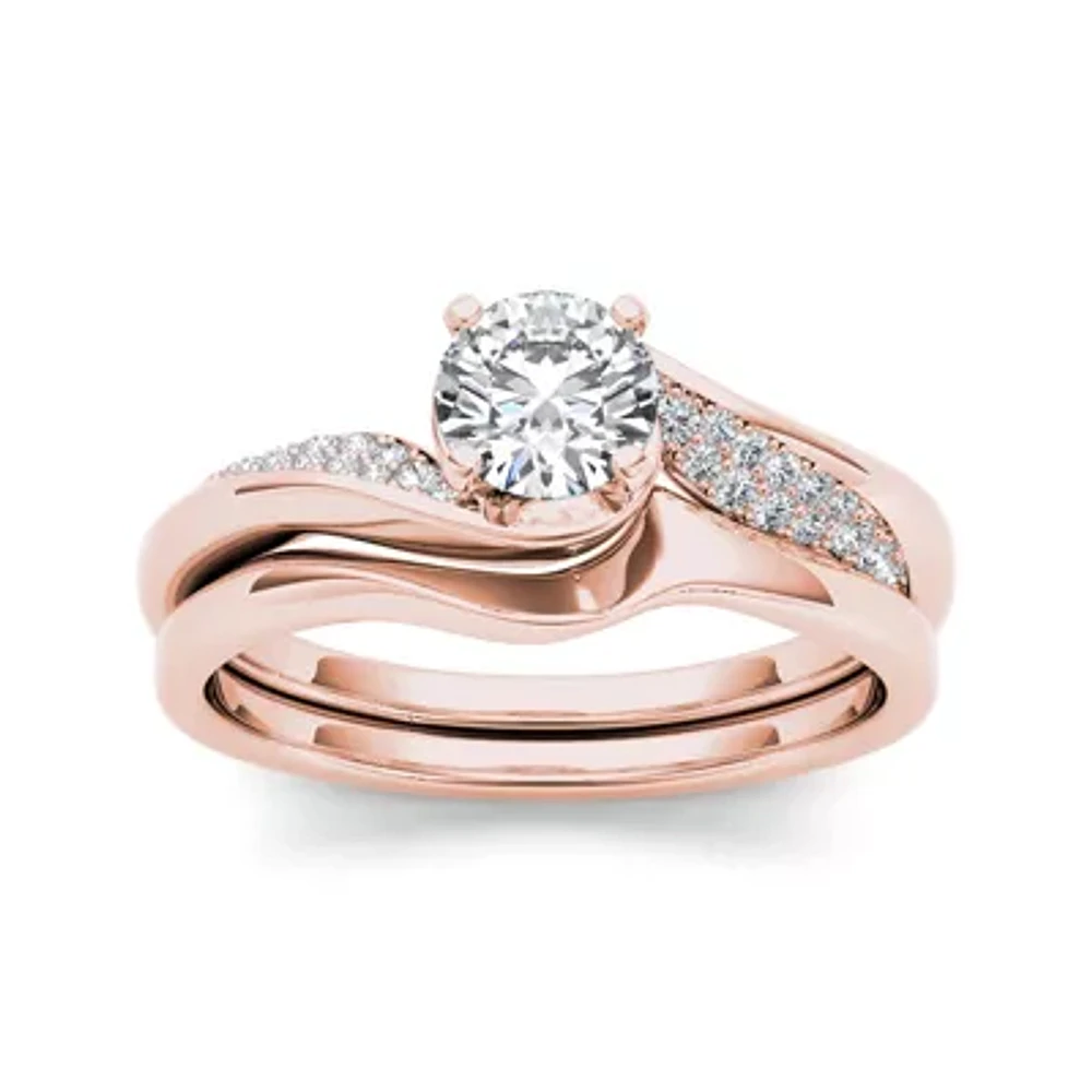 5/8 CT.T.W. Natural Diamond 14K Rose Gold Bridal Ring Set