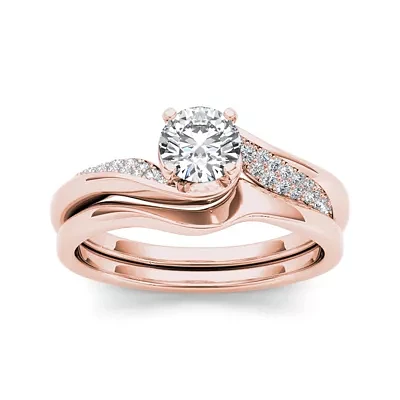 5/8 CT.T.W. Natural Diamond 14K Rose Gold Bridal Ring Set