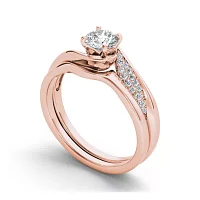 5/8 CT.T.W. Natural Diamond 14K Rose Gold Bridal Ring Set