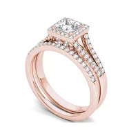 1 CT.T.W. Natural Diamond 10K Rose Gold Bridal Ring Set