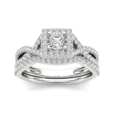 1 CT.T.W. Natural Diamond 14K White Gold Bridal Set