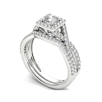 1 CT.T.W. Natural Diamond 14K White Gold Bridal Set