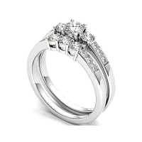 1 CT.T.W. Natural Diamond 14K Gold Bridal Ring Set