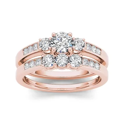 CT.T.W. Natural Diamond 14K Rose Gold Bridal Ring Set