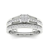 1/2 CT.T.W. Natural Diamond 10K White Gold Bridal Set Ring