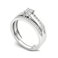 1/2 CT.T.W. Natural Diamond 10K White Gold Bridal Set Ring