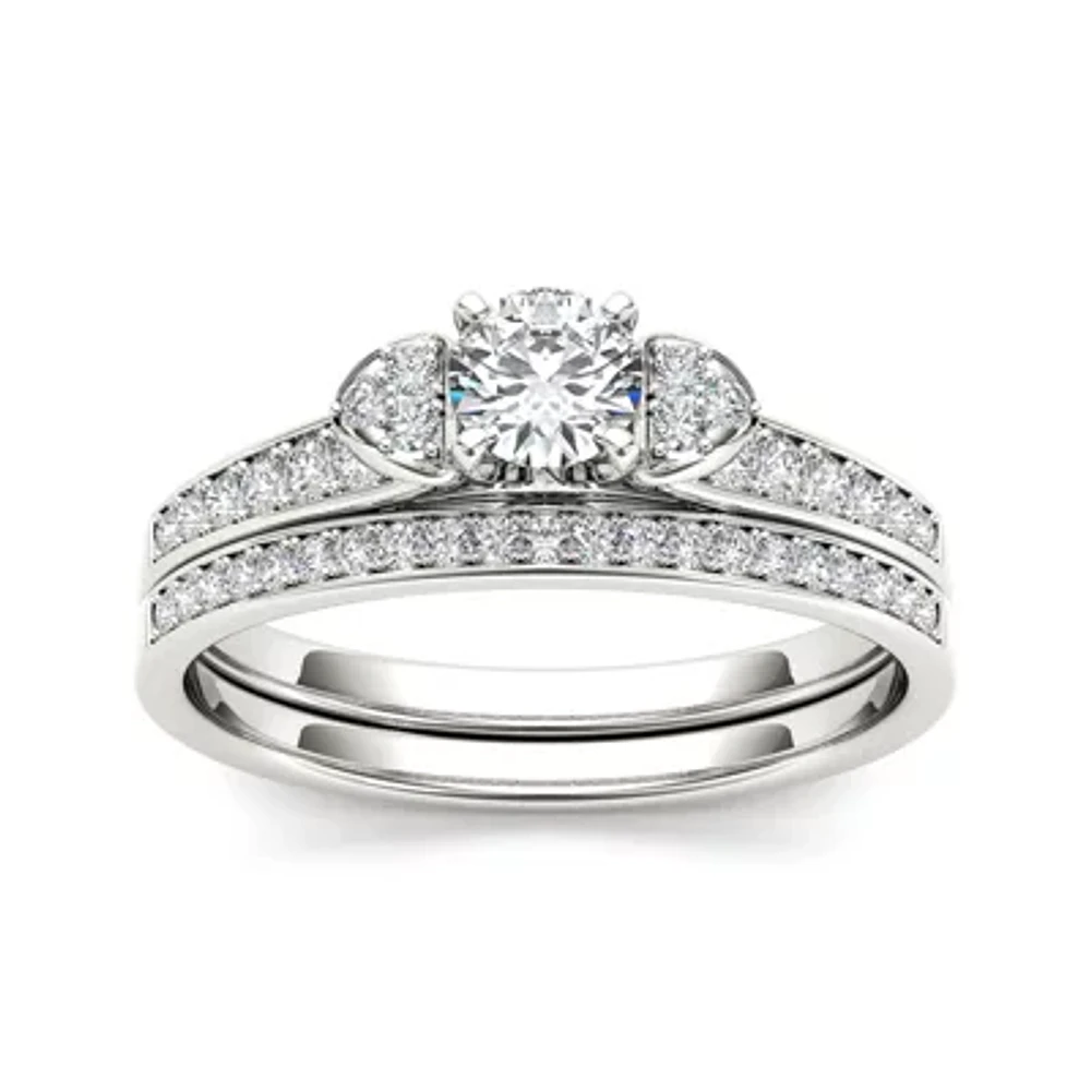 1/2 CT.T.W. Natural Diamond 10K White Gold Bridal Set Ring
