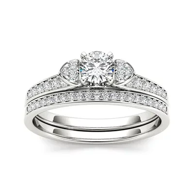 1/2 CT.T.W. Natural Diamond 10K White Gold Bridal Set Ring
