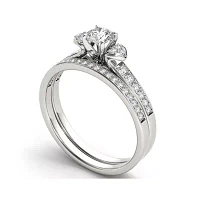 1/2 CT.T.W. Natural Diamond 10K White Gold Bridal Set Ring