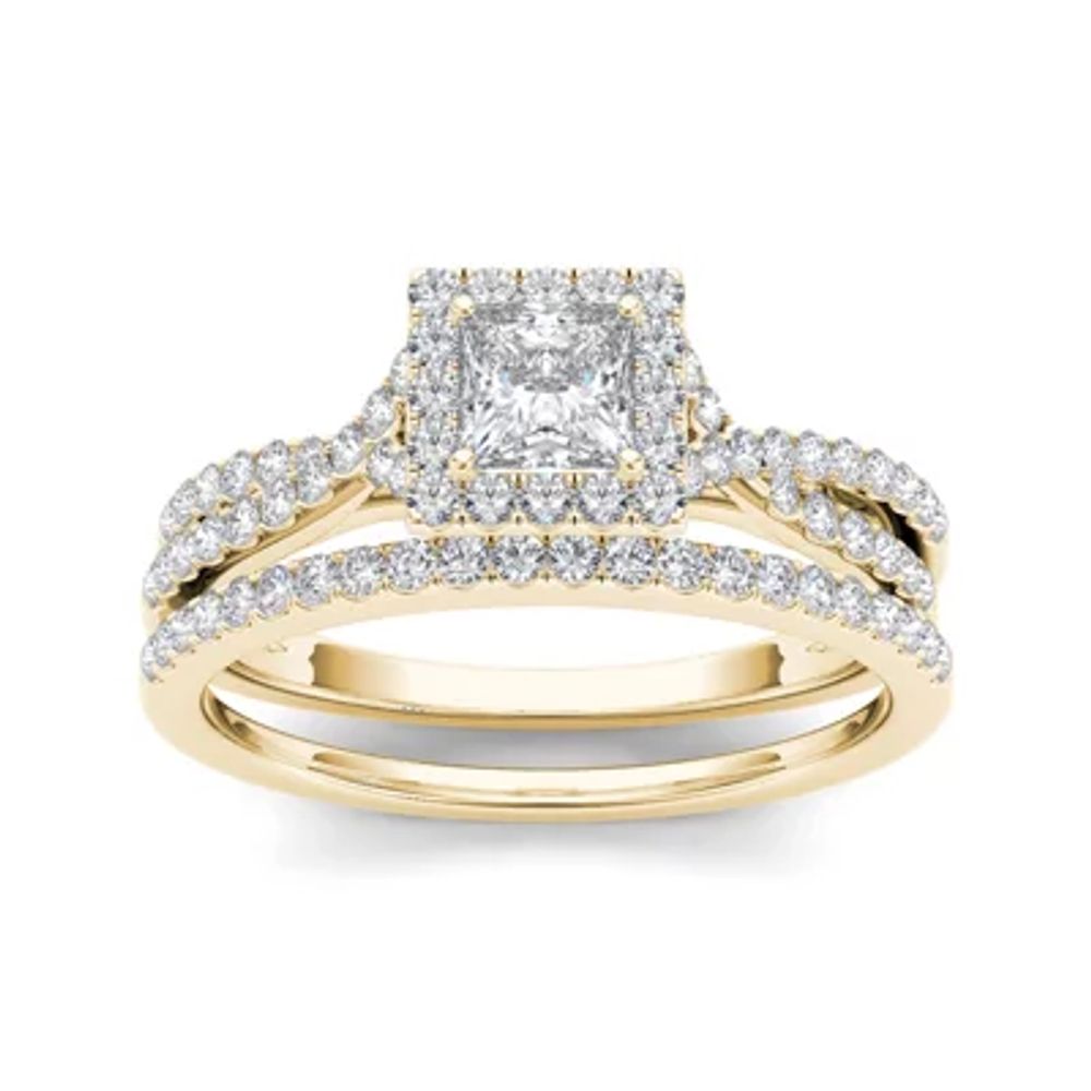 1 CT.T.W. Natural Diamond 10K Yellow Gold Bridal Ring Set