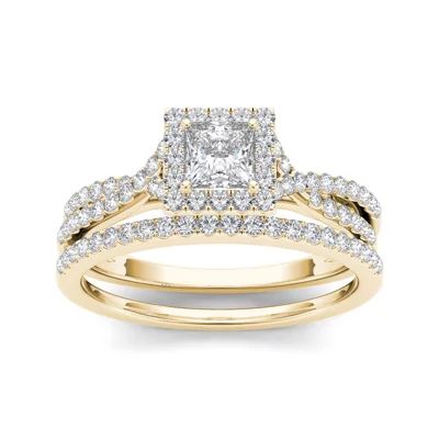 1 CT.T.W. Natural Diamond 10K Yellow Gold Bridal Ring Set